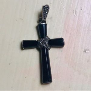 Black Onyx & Sterling Silver Cross